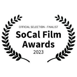 A black and white photo of the official selection for socal film awards.
